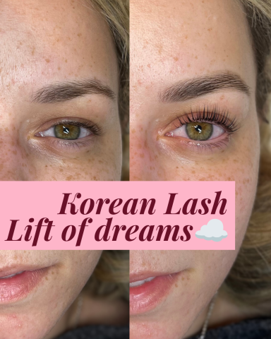 Korean lash lift before and after photos